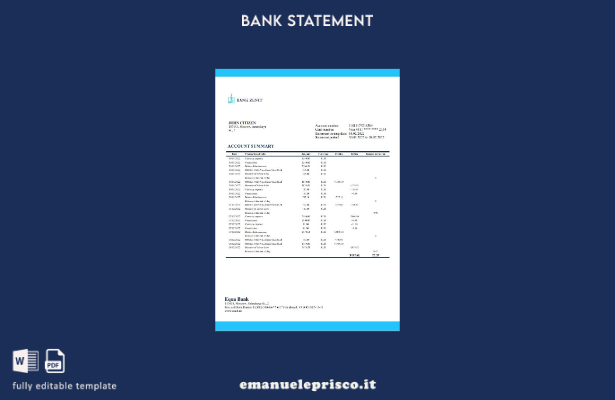 modello word di estratto conto bancario Russia Zenit in stile verificato